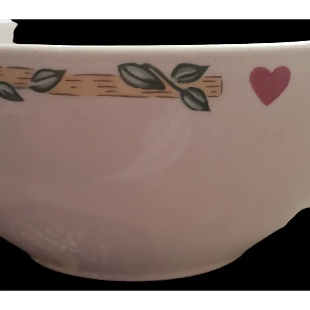 Vintage Thomson Pottery Bowls Birdhouse‎ Red Hearts Birds Set of 2